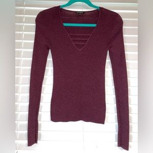 Burgundy Long sleeve glitter top